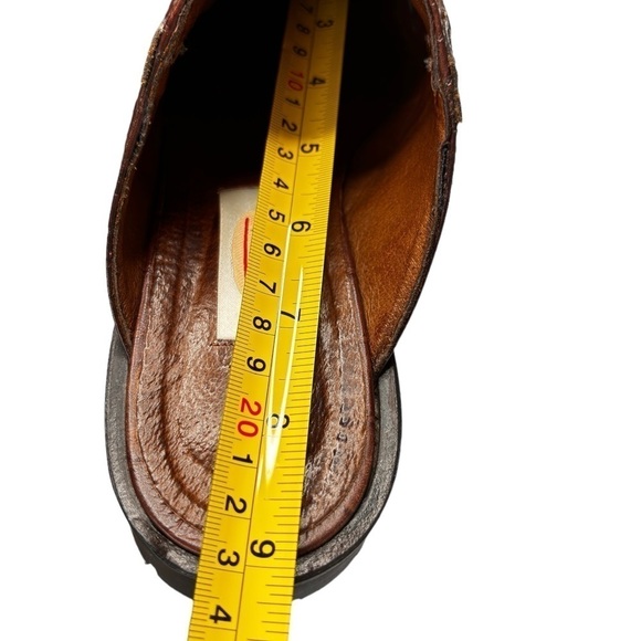 Talbots Slide Mules Sz 6.5 Brown Croc Embossed Leather Clog Chucky Rugged Soles - Picture 9 of 12